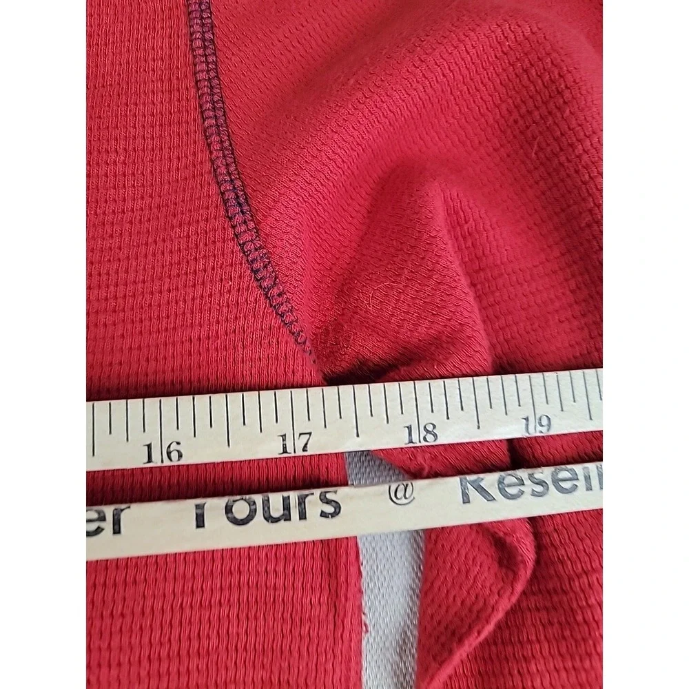 Polo Ralph Lauren Thermal Shirt Mens Medium Red Waffle Knit Elbow Patch Flag